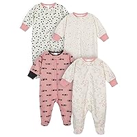 baby-girls 4-pack Sleep 'N Play Footies Multi Pack