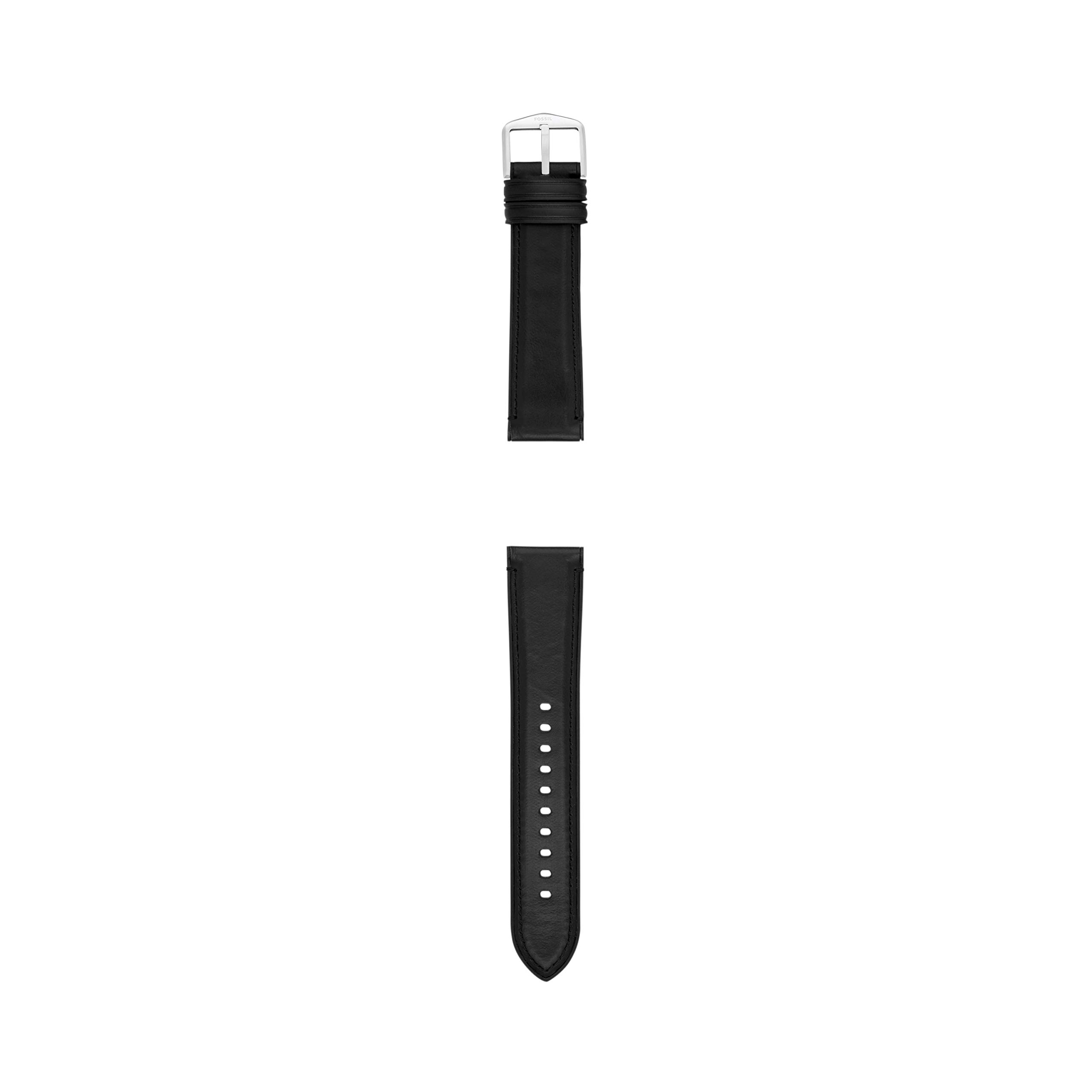 Fossil All-Gender 22mm Leather/Silicone Interchangeable Watch Band Strap, Color: Black (Model: S221296)
