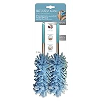 Sophisti-Clean Telescopic Duster, Bendable Microfiber Duster with Extendable Handle, Extend Your Reach up to 6.5', Assorted Colors - Blue/Gray, Pack of 2