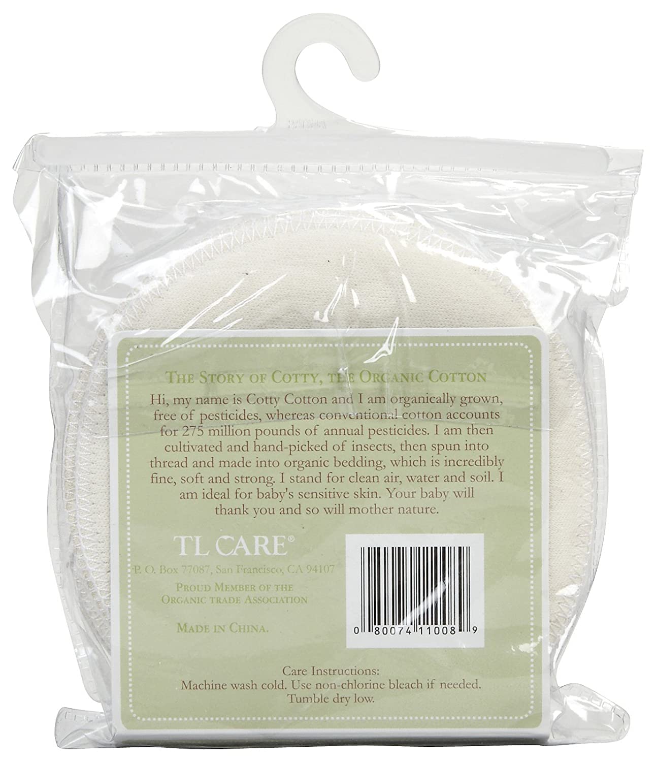 TL Care Nursing Pads Made with Organic Cotton, Natural Color, 6 Count