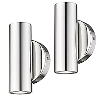 2-Light Wall Sconce, Indoor Up and Down Wall Lamp, Polished Chrome Wall Light for Bedroom Bathroom Stair Entryway (2 Pack), WL4830-2W-PC-2PK