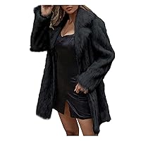 Elegant Faux Fur Coat Women 2021 Autumn Winter Warm Open Front Jacket Cardigan Overcoat Casual Outerwear