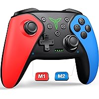 Larstylee Switch Controller Compatible with Switch/Lite/OLED, Wireless Switch Pro Controller for iOS/Android, 1000mAh Wired Windows PC Gmaepad with Programmable, Turbo, 6-Axis Gyro, 4-Speed Vibration