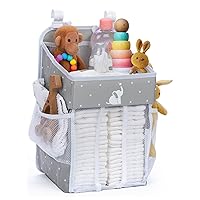 Hanging Diaper Caddy Organizer with Multiple Pockets - Baby Organizer for Nursery Accessories - Changing Table Organizer and Diaper Storage - 17x9x9 in - Gray