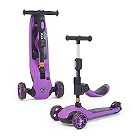 Kick Scooter Adjustable Height for Kids Ages 2-6 3 Wheel Scooter with LED Light and Extra Wide Deck ，Kids Scooter， Blue