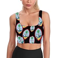 Guam National Emblem Women's Sports Bras Workout Yoga Bra Padded Fitness Crop Tank Tops