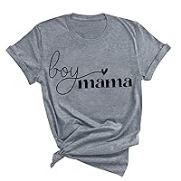 Women Letter Print Tee Tops Casual Short Sleeve Blouses Mama Shirts Crewneck Basic T-Shirt Sexy Workout Tunic Top