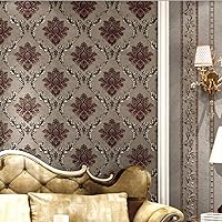 3D Three-dimensional Concave-convex Carving European Flower Relief Damask PVC Wallpaper AB Version Studio Bedroom Living Room Dining Room TV Background Wall 1.73'W x 32.8'L Non-pasted (Purple A)