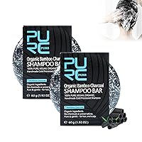 Pure Hair Bar, Organic Bamboo Charcoal Shampoo Soap, Hair Darkening Shampoo Bar (2 pcs)
