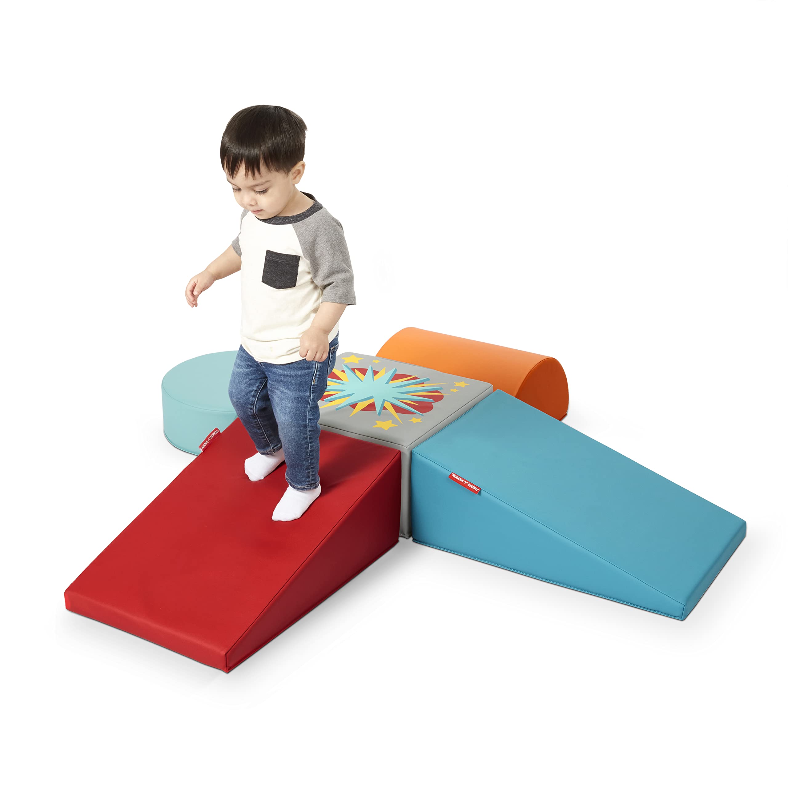 Radio Flyer Tumble Town Interactive Learning Blocks with Sounds, Kids Indoor Climber & Play Structure, Big Foam Climbing Blocks for Toddlers Ages 9 Months – 3 Years