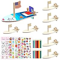 BAPHILE 24 Pack DIY Wood Sailboat Rubber Band Paddle Boat, Mini Boat Paint and Decorate Wooden Sailboat Craft Kits with Decorate Tools for Kids School Craft Decor Projects