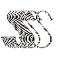 20-Pack Round S Shaped Metal, Hooks Hangers for Kitchen, Bathroom, Bedroom and Office