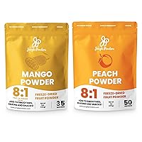 Jungle Powders Exotic Fruit Powder Bundle - Freeze-Dried 5oz Mango & 7oz Peach Extract Powders for Baking, Smoothies, No Sugar Added, Additive-Free, Whole Fruit Flavoring