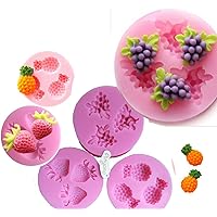 mini grape pineapple Strawberry fruit silicone mould cake Fondant gum paste mold for Sugar paste forest gnome cupcake decorating topper decoration sugarcraft icing biscuit decor set of 3