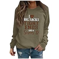 Women's Round Neck Tops Football Game Day Sweatshirts Long Sleeve Comfy Pullover Teen Girl Fall Fashion Clothes