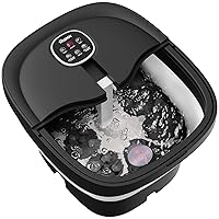 Collapsible Foot Spa Electric Rotary Massage, Foot Bath with Heat, Bubble, Remote, and 24 Motorized Shiatsu Massage Balls. Pedicure Foot Spa for Feet Stress Relief - FS02A
