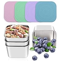 4Pack Stainless Steel Snack Containers for Kids, Leak-Proof Baby Food Storage Bento Containers Easy Open Stackable Mini Lunch Box for Daycare, School Travel(6oz)