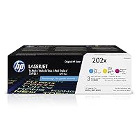 HP 202X Cyan, Magenta, Yellow High-yield Toner Cartridges (3-pack) | Works with HP Color LaserJet Pro M254, HP Color LaserJet Pro MFP M281 Series | CF500XM