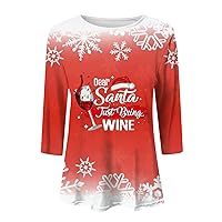 are We Drunk We Might Be Shirts Women Womens Daily Christmas Print O Neck Tops Three Long Sleeve Rayon Tops for Women