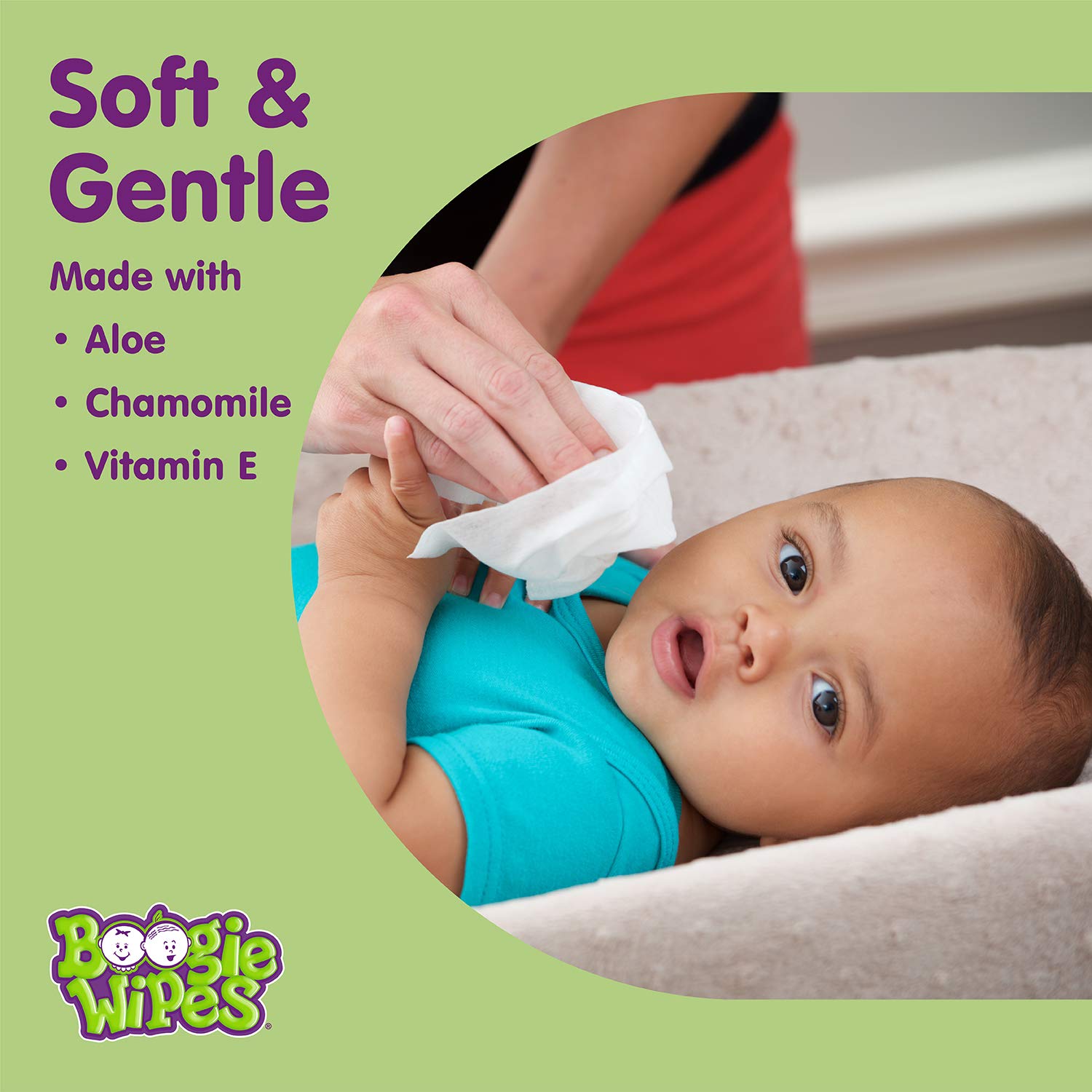 Boogie Wipes Wet Wipes for Baby and Kids, HSA/FSA Eligible, Chamomile and Vitamin E, White, Fresh Scent, 180 Count