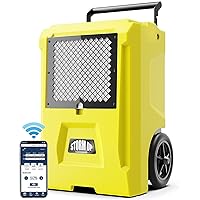 110 PPD Commercial Dehumidifiers APP Control Basement Dehumidifier Up to 1300 Sq.Ft Dehumidifier with Drain Hose for Garage,Basements, Flood Repair Yellow