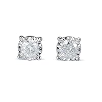Sterling Silver 1 1/4ct tdw Diamond Round-cut Solitaire Miracle Plate Stud Earring Love Gift for Women (I-J, I2)