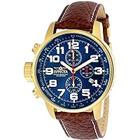 Invicta Men's I-Force Left Handed Quartz Watch with Leather Strap, Brown (Model: 3329)