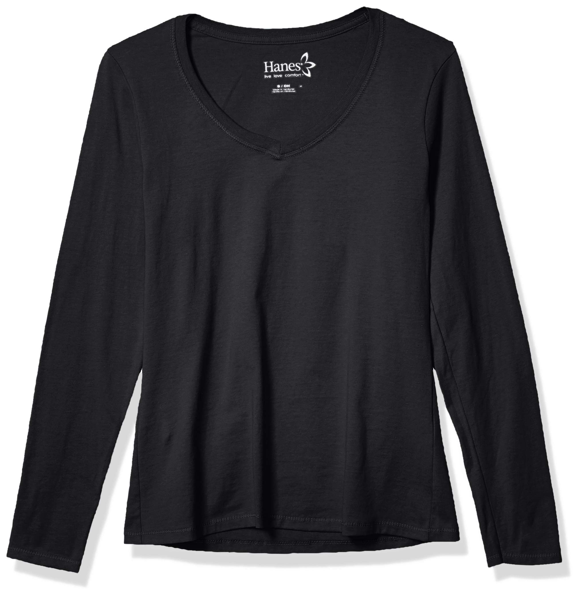 Hanes Originals Women’s Long Sleeve Cotton V-Neck T-Shirt, Lightweight V-Neck Tee, Modern Fit