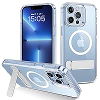 GUAGUA for iPhone 13 Pro Max Magsafe Case, iPhone 13 Pro Max Case with Metal Kickstand, Slim Lightweight Anti-Yellowing Bumper Shockproof Protective Clear Phone Case for iPhone 13 Pro Max 6.7