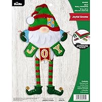 Bucilla Felt Applique Wall Hanging Kit, Joyful Gnome, Perfect for DIY Arts and Crafts, 89495E