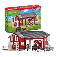 Red Barn Playset with Cows, Farmer, Tractor, and Farm Life Accessories - 27-Piece Set for Kids Ages 3+