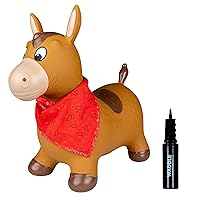 WADDLE Bouncy Hopper Inflatable Hopping Animal, Indoors and Outdoors Toy for Toddlers and Kids, Pump Included, Boys and Girls Ages 2 Years and U (Brown Horse)