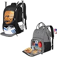 MATEIN Youth Baseball Bag, Softball Bag with Cleats Pocket for Adult, Large Baseball Backpack, Lunch Backpack, Insulated Cooler Backpack Lunch Box Laptop Backpack with USB Port for Women