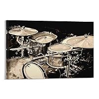 Music Poster Abstract Drum Set Office Home Concert Hall Decorative Wall Art Canvas Art Poster and Wall Art Picture Print Modern Family Bedroom Decor 08x12inch(20x30cm) Frame-Style