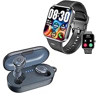 TOZO S4 AcuFit One Smartwatch Bluetooth Talk Dial Fitness Tracker Black + T10 Bluetooth 5.3 Wireless Earbuds Blue