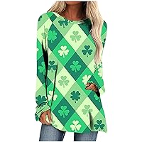 Patrick's Day Blouses for Women Dressy Fashion Long Sleeve Loose Western Shirts Vintage Tunic Tops to Wear with Leggings