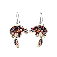 Native American Wolf and Paw/Bear and Paw/Native Motifs/Bear and Feather Earrings for Women Girls, Artisan Copper Unique Bear Jewelry, Bear Gifts