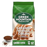 Green Mountain Coffee Roasters, Caramel Vanilla Cream, Ground Flavored Coffee, Light Roast, Bagged 12oz.