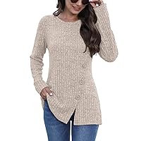 Long Sleeve Shirts for Women Crew Neck Lightweight Sweater Loose Casual Tunic Tops