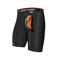 Shock Doctor Compression Shorts Cup Included - Athletic Supporter Underwear with Pocket and Cup - Adult