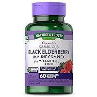 Black Elderberry Immune Complex | 60 Chewable Tablets | Plus Vitamin C & Zinc | Natural Mixed Berry Flavor | Vegetarian, Non-GMO, and Gluten Free Formula | By Nature's Truth