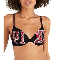Victoria's Secret Pink Wear Everywhere T-Shirt Lightly Lined Bra, Lightly Lined, Smooth, Bras for Women, Plaid (34D)