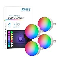 Lights by Night Color Changing Mini LED Night Light, Plug-in, Dusk to Dawn Sensor, Compact, 3 Modes, Ambient Lighting, for Kids or Adults, Bedroom, Bathroom, Nursery, Hallway, 4 Pack, 72961