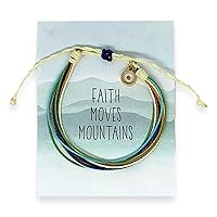 Faith Moves Mountains Thread Bracelet & Mustard seed charm, adjustable string bracelet, Teen girl gift