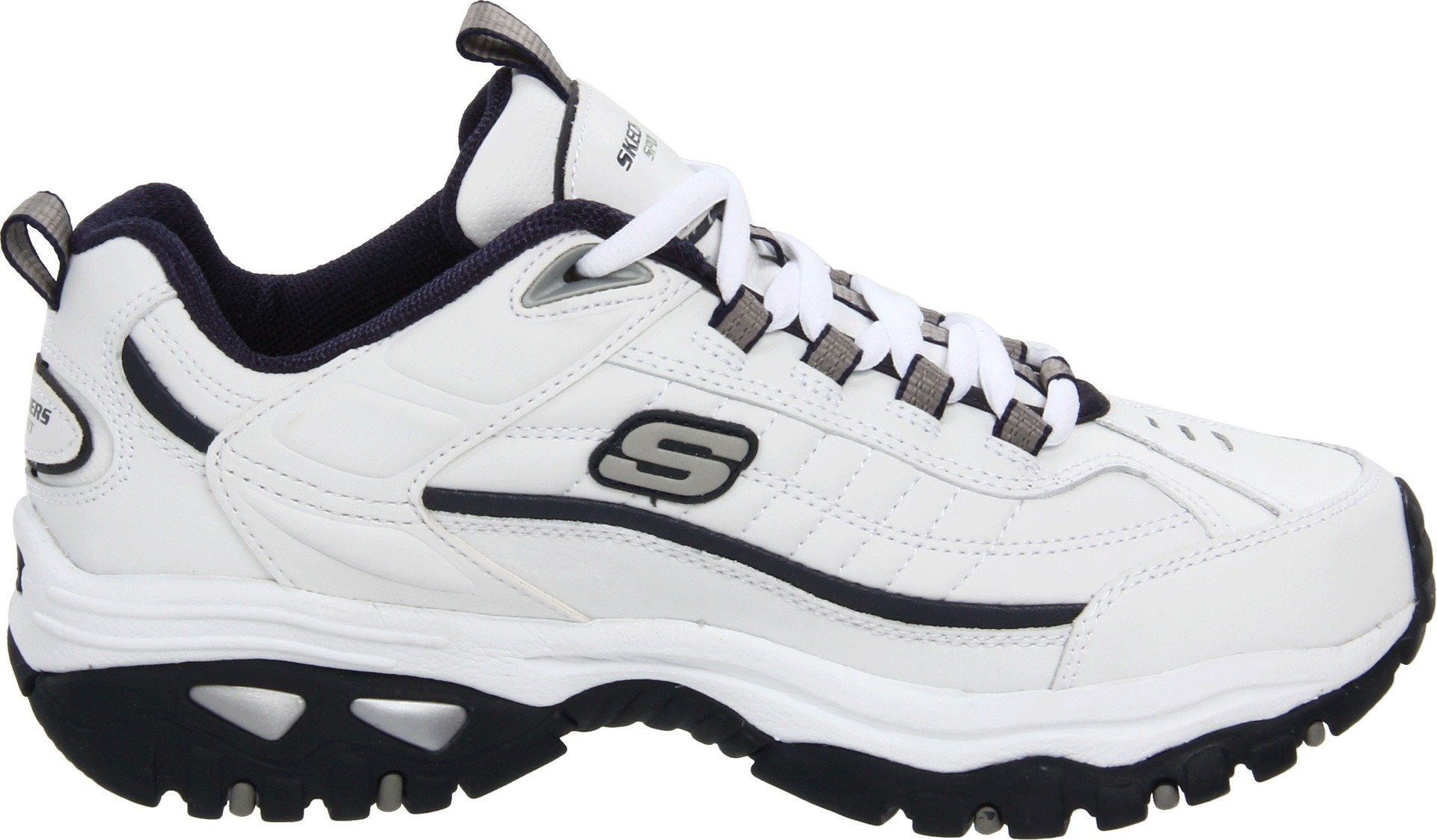 Skechers Men's Energy Afterburn Shoes Lace-Up Sneaker, White/Navy, 6.5 Wide