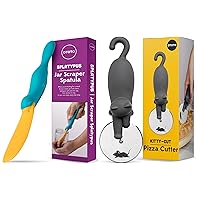 Bundle of 2 - OTOTO Splatypus Jar Spatula for Scooping and Scraping & NEW!! Kitty Cut Pizza Cutter Wheel by OTOTO