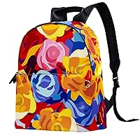 Travel Backpack,Work Backpack,Back Pack,Flowers Colorful Floral,Backpack