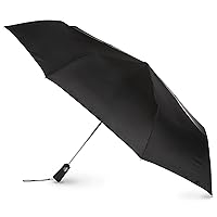 Totes Blue Line Golf Size Auto Open/Close Umbrella, Water Repellent Canopy, Black