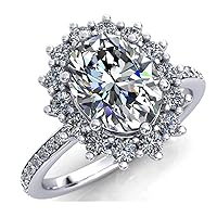 3CT Oval Colorless Moissanite Engagement Ring Wedding Bridal Ring Set Eternity Antique Vintage Solitaire Hidden Halo Dainty Statement Minimalist Promise Anniversary Ring Gift Her