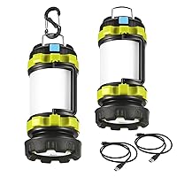 2 Pack LED Camping Lantern Flashlight Rechargeable, Consciot Portable Torch with 6 Light Modes, 3600mAh Power Bank, IPX4 Waterproof, USB C, Camping Lights for Hurricane, Emergency, Survival Kits